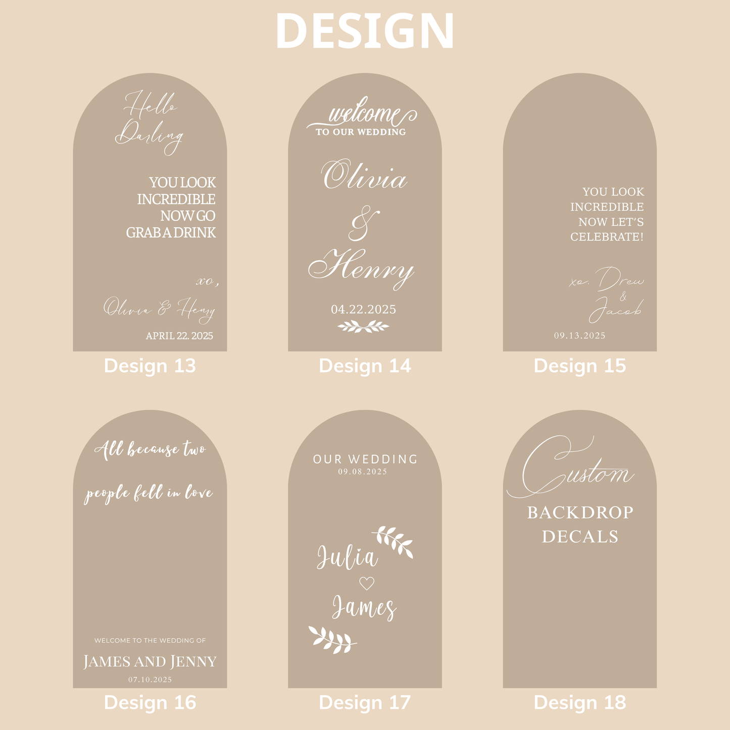 Welcome Wedding Sign | Customizable Names - For Mirror, Acrylic, Cardboard - Wedding Mirror Decal - To the Wedding of - Reception - Ceremony
