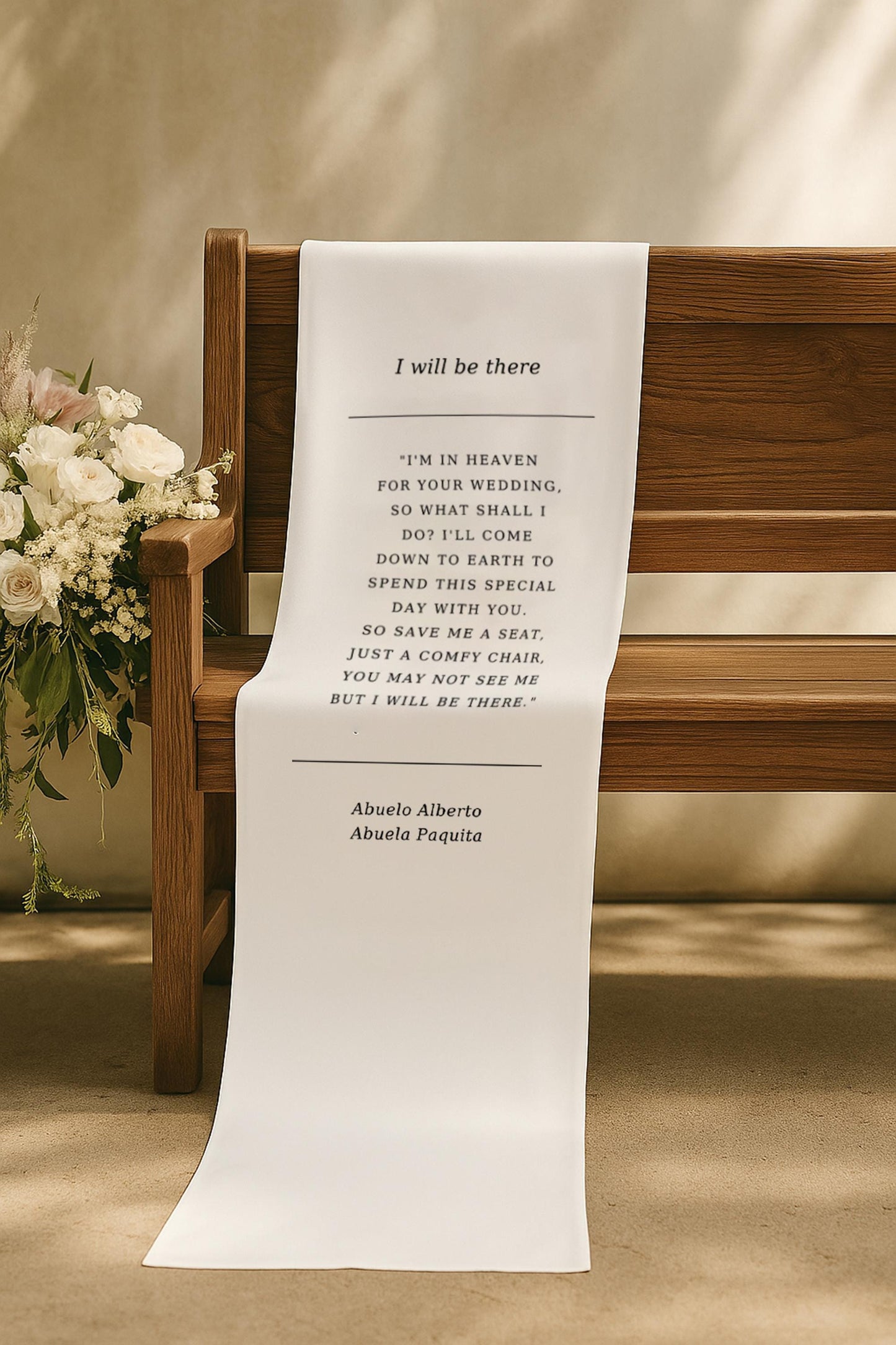 Custom Memorial Wedding Sign, Reserved Wedding Memorial Chair Sign, Personalized Fabric Sign, Wedding Chair Banner In Memory Loved Ones MS03