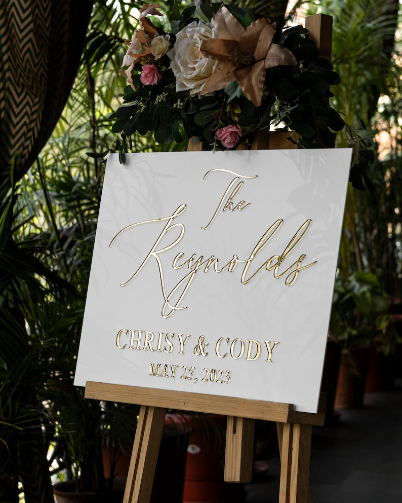 Personalized Gold Welcome Sign, Last Name Welcome Sign, Wedding Welcome Sign Acrylic, Acrylic Welcome Sign, Modern Wedding Decor