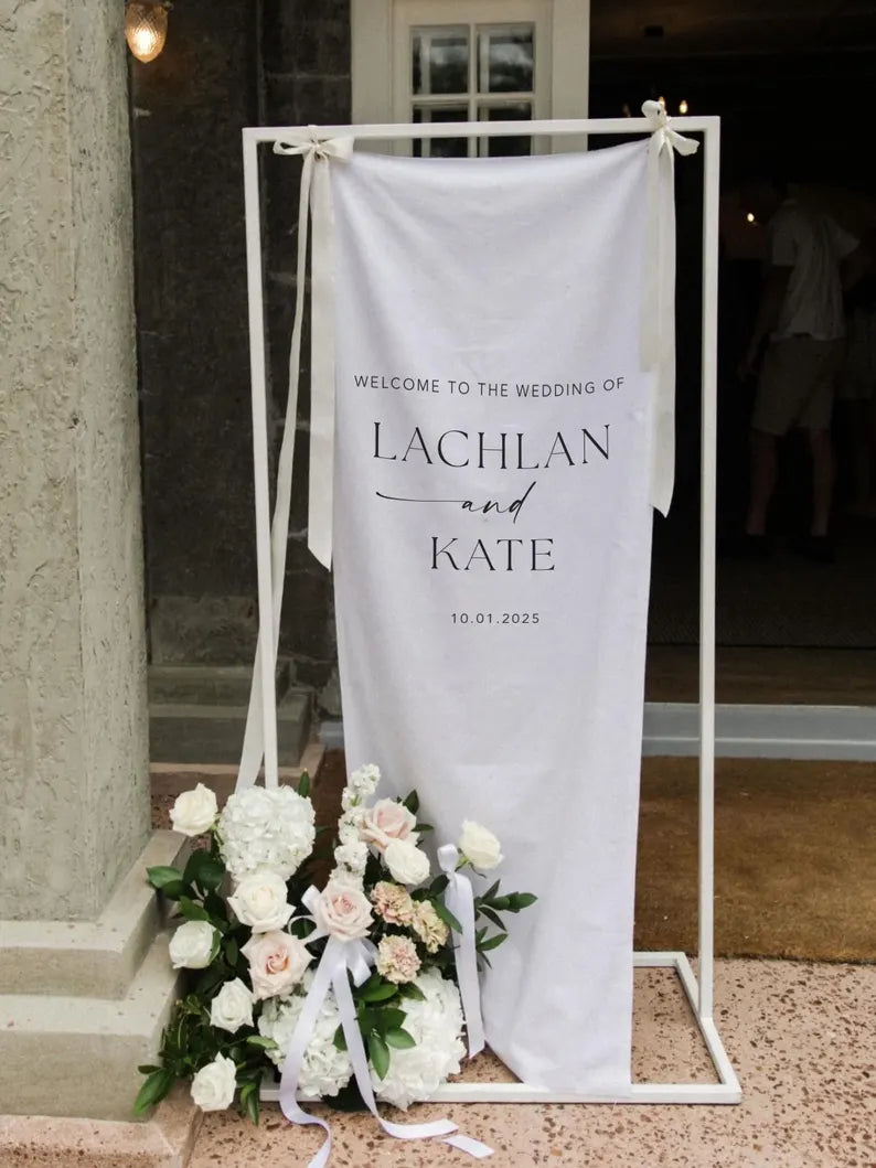 Wedding Welcome Sign, Modern Wedding Welcome Sign, Fabric Sign, Wedding Fabric Welcome Sign, Custom Linen Wedding Signs, Boho Wedding
