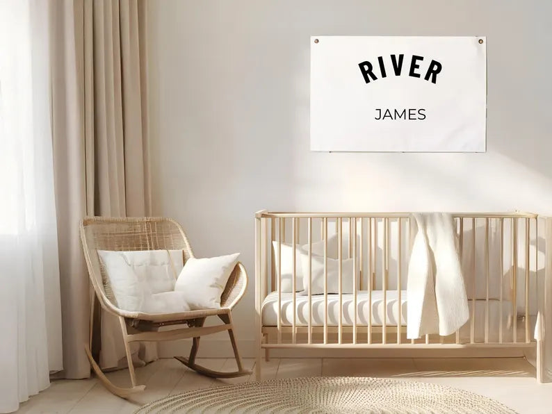 Baby name flag | canvas flag | nursery name sign | custom name banner | boho nursery decor | BF1