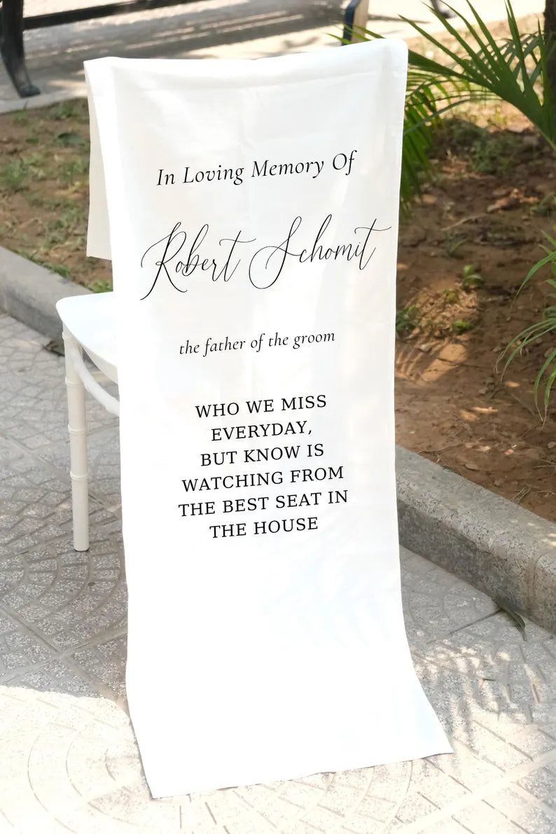 Custom Memorial Wedding Sign,Reserved Wedding Memorial Chair Sign,Personalized Fabric Sign,Wedding Chair Banner In Memory Of Loved Ones MS06