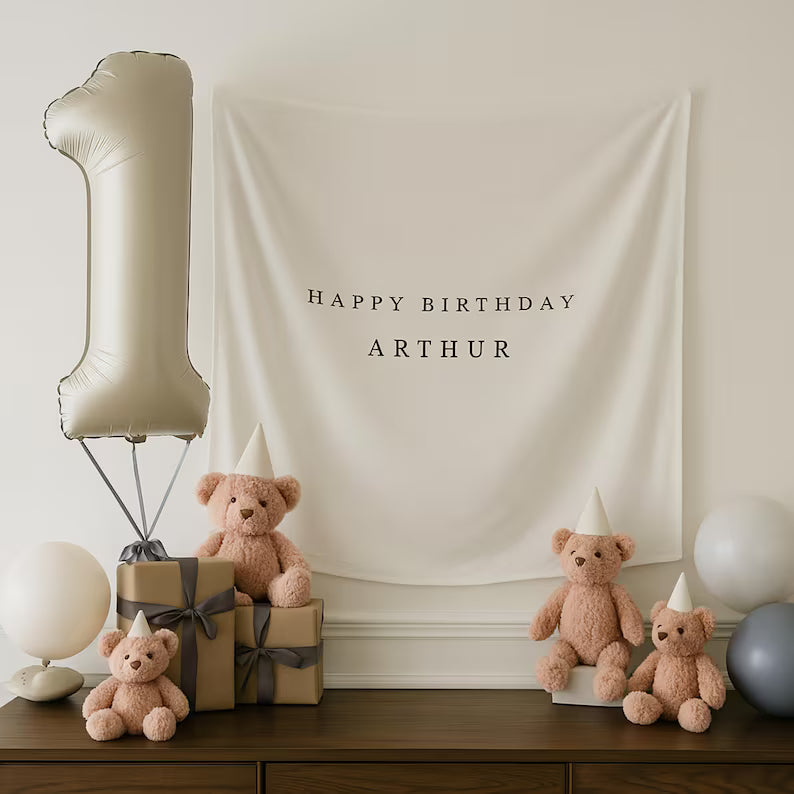 Custom Birthday Banner, Personalised Birthday Name Flag, Birthday Banner, Fabric Sign, Fabric Birtday Sign, Birthday Boho Wall Art, Linen