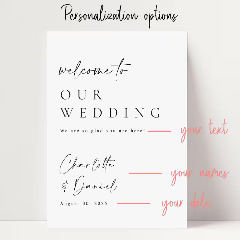 Wedding Welcome Sign, Custom Wedding Sign, Welcome To Our Wedding Sign, Wedding Board Vertical