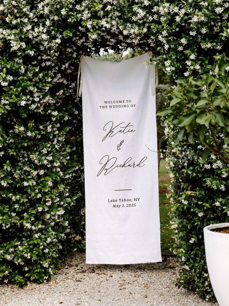 Wedding Welcome Sign, Modern Wedding Welcome Sign, Fabric Sign, Wedding Fabric Welcome Sign, Custom Linen Wedding Signs, Boho Wedding