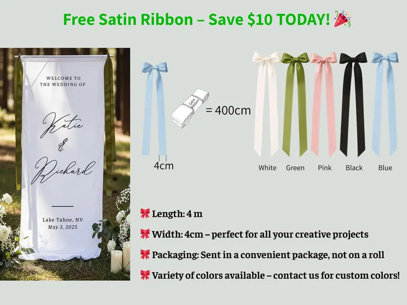 Romantic Sheer Wedding Sign, Linen Wedding Welcome Sign,Modern Outdoor Wedding Banner, Personalized Wedding Decoration,Engagement Party Sign