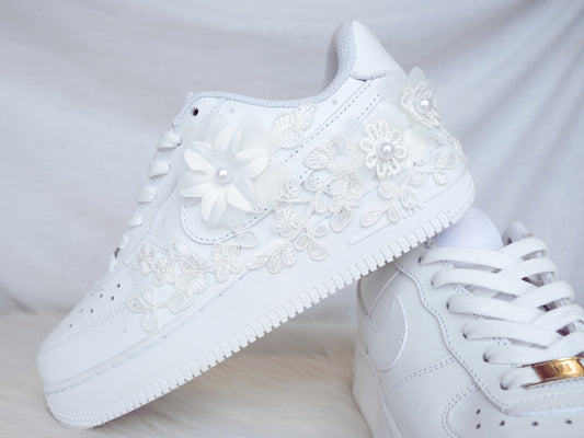 Bridal Air Force 1 Luxury Floral Embroidered Sneakers • Bridal Shoes • Wedding Nike • Air Force 1 Wedding Shoes • Quinceañera Shoes • REN_07