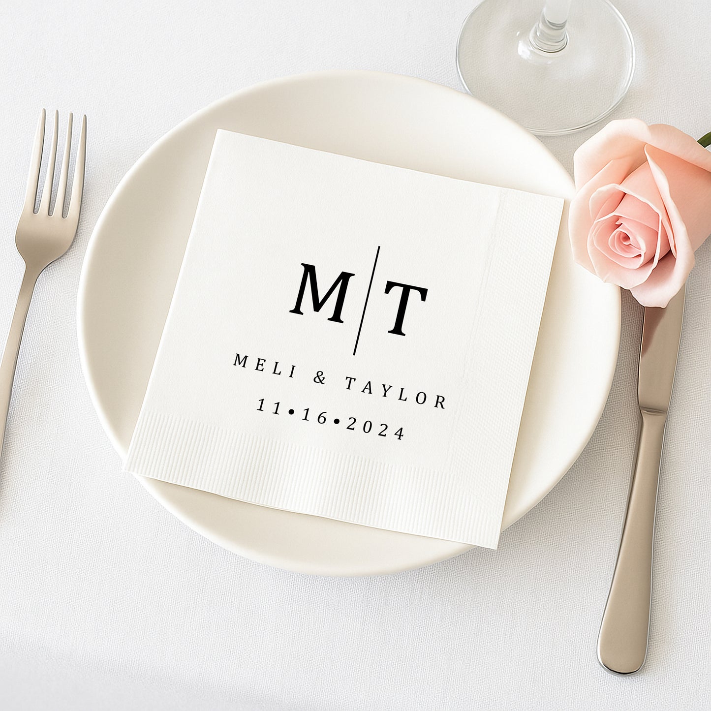Custom Wedding Napkins With Name | Personalized Party Napkins with 100 Sheets | Any Text On Engagement Napkins