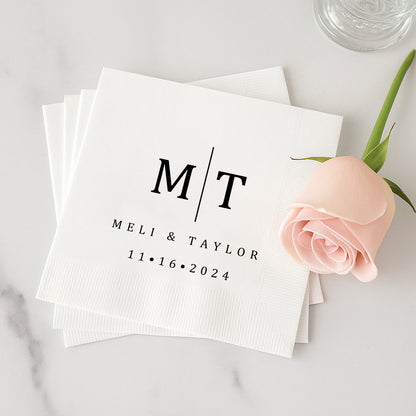 Custom Wedding Napkins With Name | Personalized Party Napkins with 100 Sheets | Any Text On Engagement Napkins