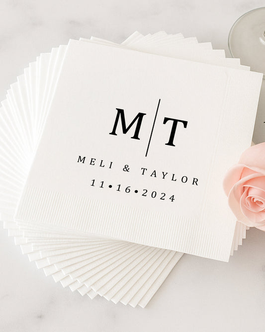 Custom Wedding Napkins With Name | Personalized Party Napkins with 100 Sheets | Any Text On Engagement Napkins