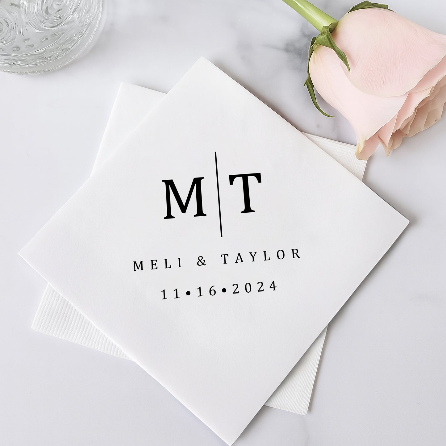 Custom Wedding Napkins With Name | Personalized Party Napkins with 100 Sheets | Any Text On Engagement Napkins