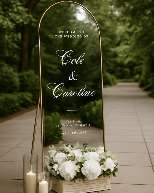 Welcome Wedding Sign | Customizable Names - For Mirror, Acrylic, Cardboard - Wedding Mirror Decal - To the Wedding of - Reception - Ceremony