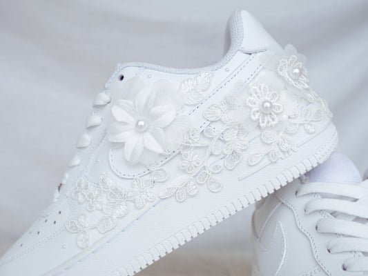 Bridal Air Force 1 Luxury Floral Embroidered Sneakers • Bridal Shoes • Wedding Nike • Air Force 1 Wedding Shoes • Quinceañera Shoes • REN_07