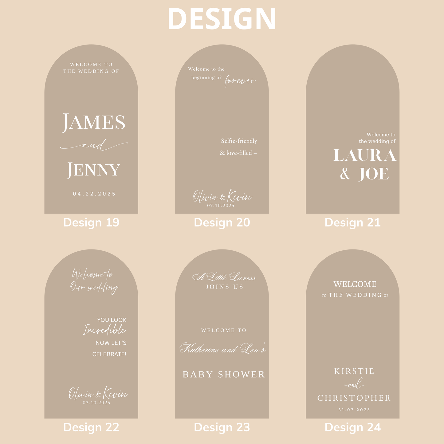 Welcome Wedding Sign | Customizable Names - For Mirror, Acrylic, Cardboard - Wedding Mirror Decal - To the Wedding of - Reception - Ceremony