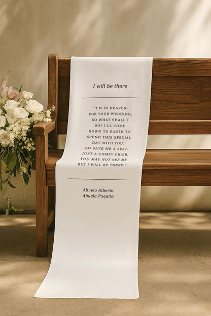 Custom Memorial Wedding Sign, Reserved Wedding Memorial Chair Sign, Personalized Fabric Sign, Wedding Chair Banner In Memory Loved Ones MS03