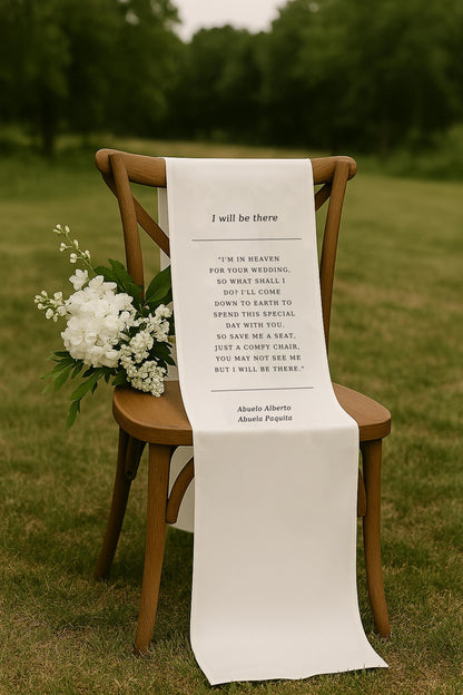 Custom Memorial Wedding Sign, Reserved Wedding Memorial Chair Sign, Personalized Fabric Sign, Wedding Chair Banner In Memory Loved Ones MS03
