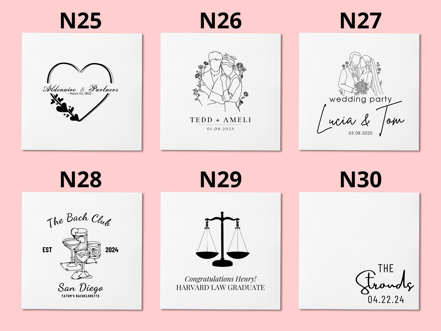 Custom Wedding Napkins With Name | Personalized Party Napkins with 100 Sheets | Any Text On Engagement Napkins