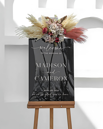 Welcome Wedding Sign, Acrylic Welcome Sign, Personalize Wedding Sign, Modern Wedding Sign, Modern Welcome Sign, Black Wedding Signs