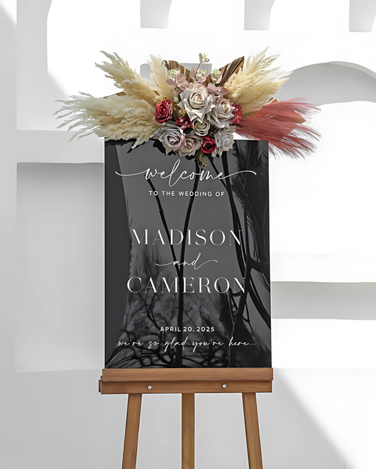 Welcome Wedding Sign, Acrylic Welcome Sign, Personalize Wedding Sign, Modern Wedding Sign, Modern Welcome Sign, Black Wedding Signs