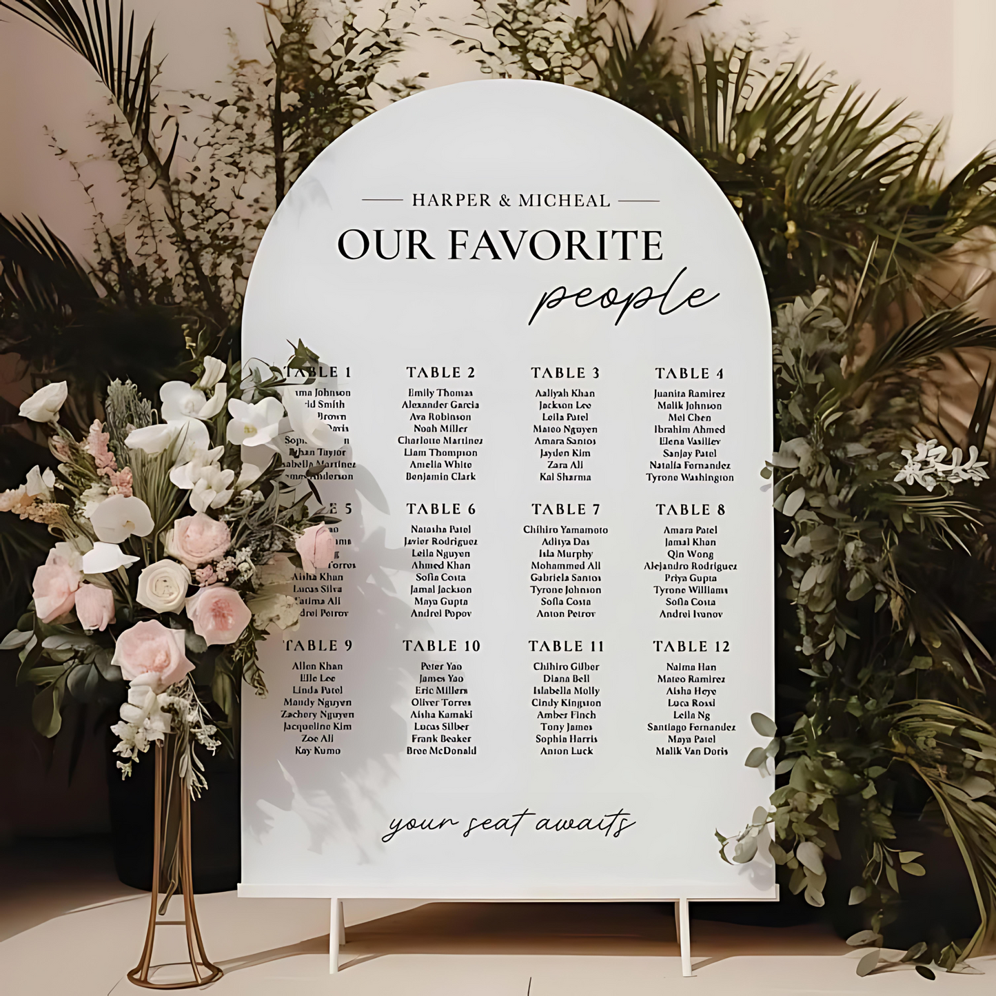 Wedding Seating Chart Acrylic Sign | Acrylic Table Seating Chart Wedding Sign | Custom Wedding Seating Chart Sign | Table Seating Chart Sign