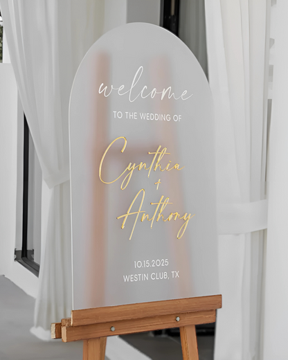 Frosted Acrylic Wedding Welcome Sign - Wedding Signage - Custom Wedding Sign - Arched Acrylic Wedding Sign - Personalized Welcome Sign