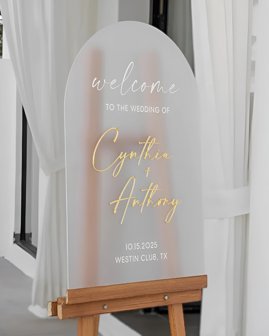 Frosted Acrylic Wedding Welcome Sign - Wedding Signage - Custom Wedding Sign - Arched Acrylic Wedding Sign - Personalized Welcome Sign