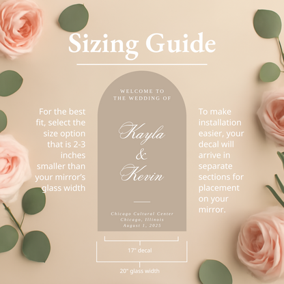 Welcome Wedding Sign | Customizable Names - For Mirror, Acrylic, Cardboard - Wedding Mirror Decal - To the Wedding of - Reception - Ceremony