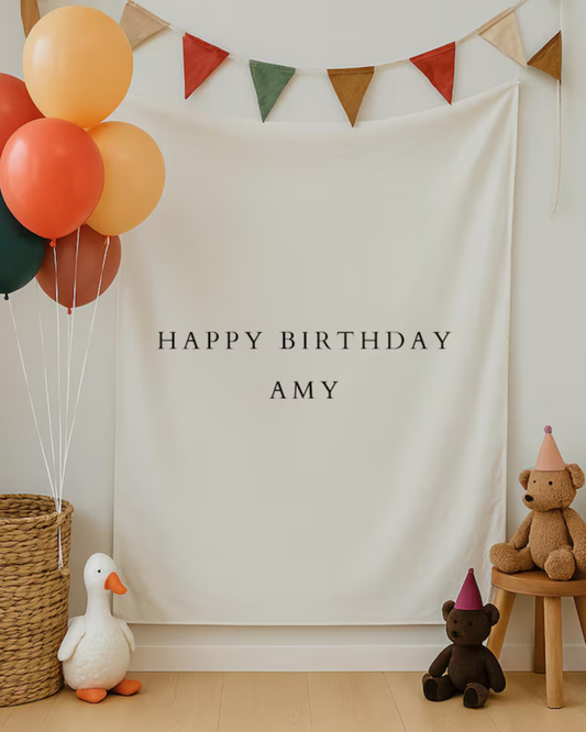 Custom Birthday Banner, Personalised Birthday Name Flag, Birthday Banner, Fabric Sign, Fabric Birtday Sign, Birthday Boho Wall Art, Linen