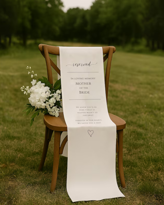 Personalized Fabric Sign, Wedding, Wedding Memorial Sign, Reserved In Loving Memory, Memorial Chair Cover, Memory Linen Chair Sign MS11