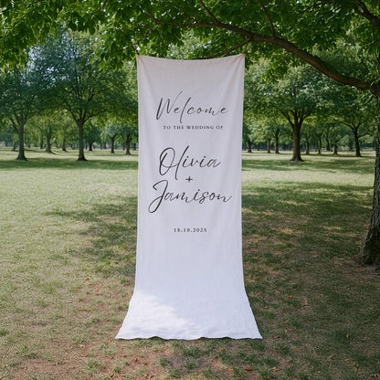Wedding Welcome Sign, Modern Wedding Welcome Sign, Fabric Sign, Wedding Fabric Welcome Sign, Custom Linen Wedding Signs, Boho Wedding WS15