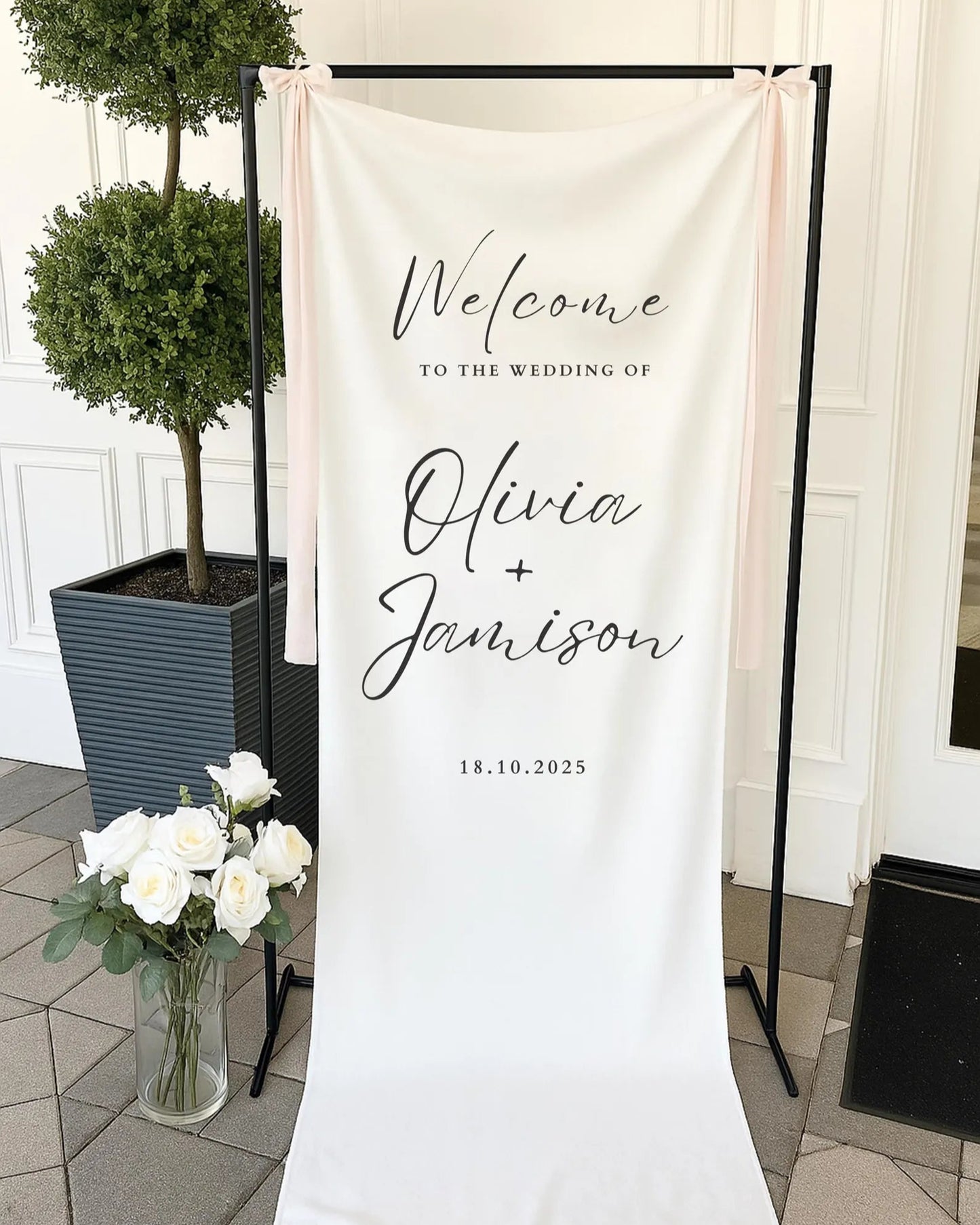 Wedding Welcome Sign, Modern Wedding Welcome Sign, Fabric Sign, Wedding Fabric Welcome Sign, Custom Linen Wedding Signs, Boho Wedding WS15