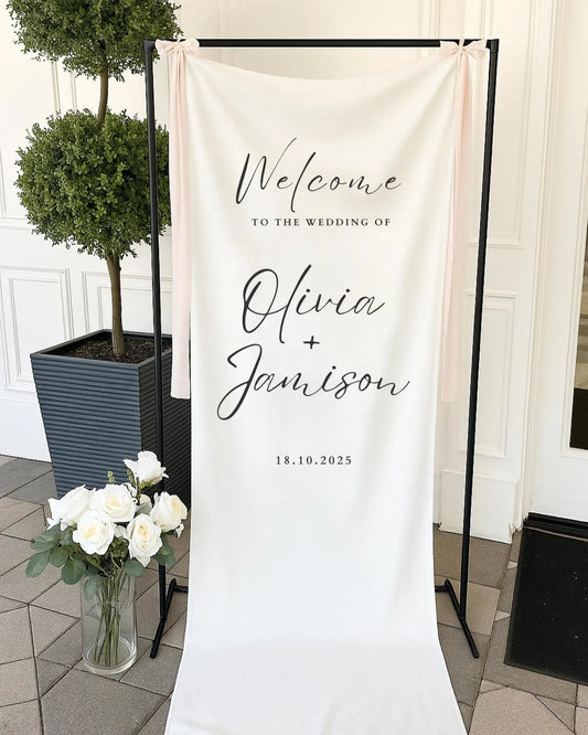 Wedding Welcome Sign, Modern Wedding Welcome Sign, Fabric Sign, Wedding Fabric Welcome Sign, Custom Linen Wedding Signs, Boho Wedding WS15