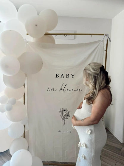Baby in Bloom Baby Shower HTV Decal Sign, Baby Shower Decal Sign for Spandex Fabric, Linen Fabric, Baby Shower Decor Supply, Backdrop Decal