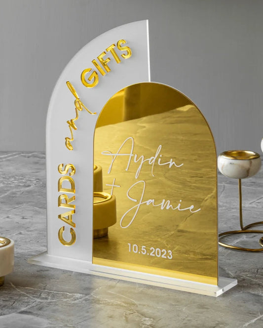 Cards And Gifts Sign, Gold Mirror Wedding Signs, Wedding Signage, Cards and Gifts Wedding Sign, Gift and Cards Sign, Wedding Reception Decor
