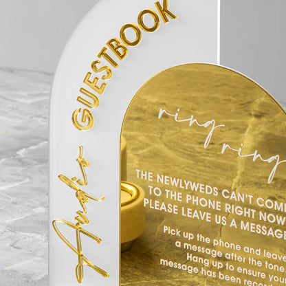 Audio Guestbook Sign, Wedding Guestbook Sign, Telephone Guest Book Sign, Wedding Reception Decor, Wedding Signage, Gold Mirror Wedding Signs