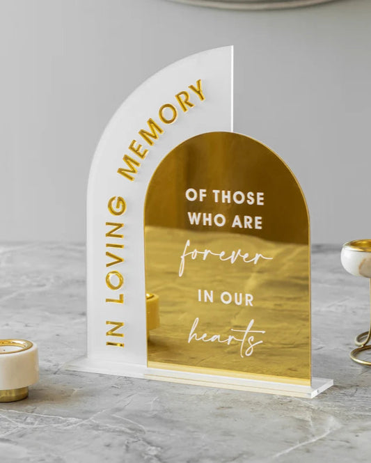 In Loving Memory Wedding Sign ,Modern Script Acrylic Wedding Sign, Gold Mirror Wedding Memorial Sign, Wedding Memory Table Decor, Weddings