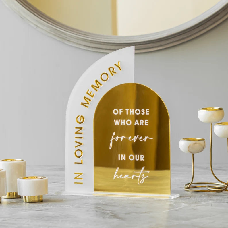 In Loving Memory Wedding Sign ,Modern Script Acrylic Wedding Sign, Gold Mirror Wedding Memorial Sign, Wedding Memory Table Decor, Weddings