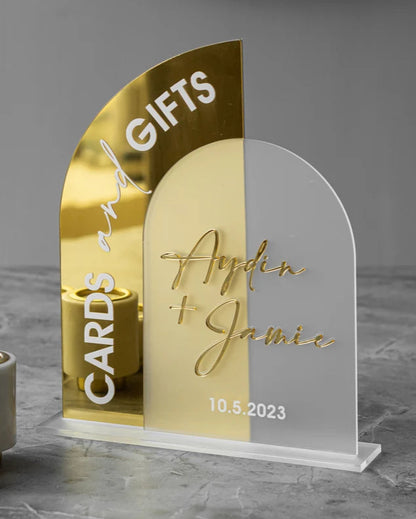 Cards And Gifts Sign, Gold Mirror Wedding Signs, Wedding Signage, Cards and Gifts Wedding Sign, Gift and Cards Sign, Wedding Reception Decor