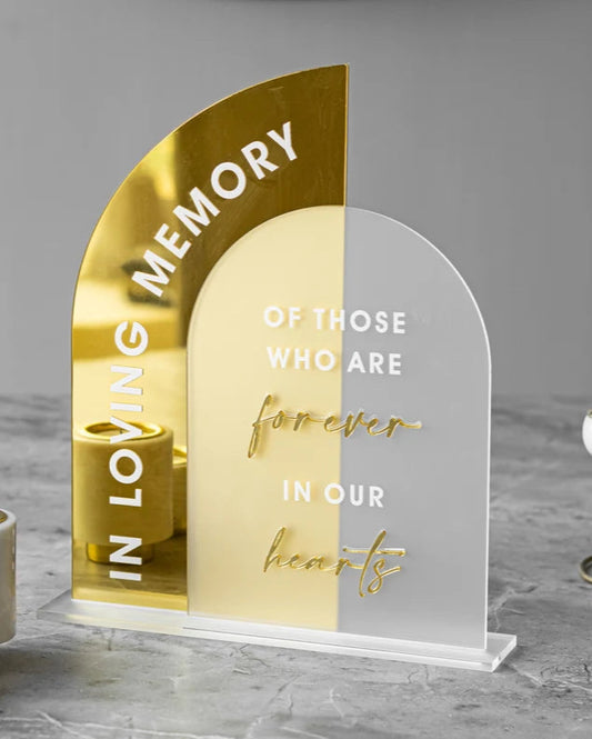 In Loving Memory Wedding Sign ,Modern Script Acrylic Wedding Sign, Gold Mirror Wedding Memorial Sign, Wedding Memory Table Decor, Weddings