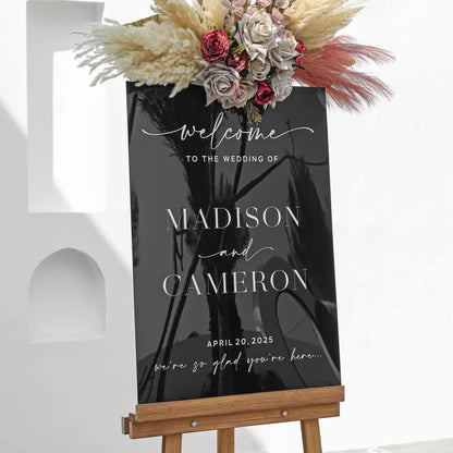 Welcome Wedding Sign, Acrylic Welcome Sign, Personalize Wedding Sign, Modern Wedding Sign, Modern Welcome Sign, Black Wedding Signs