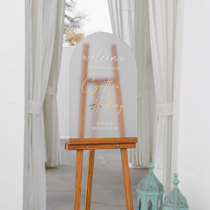 Frosted Acrylic Wedding Welcome Sign - Wedding Signage - Custom Wedding Sign - Arched Acrylic Wedding Sign - Personalized Welcome Sign