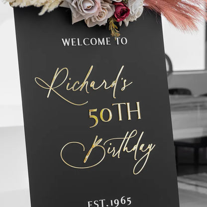 50th birthday welcome sign, Happy birthday acrylic welcome sign, Birthday Party Welcome Sign, 16th 18th 20th 30th 40th 50th 60th 70th