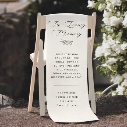 Reserved Wedding Memorial Chair Sign, Personalized Fabric Sign, Wedding Chair Banner In Memory Of Loved Ones, Custom Memorial Wedding Sign