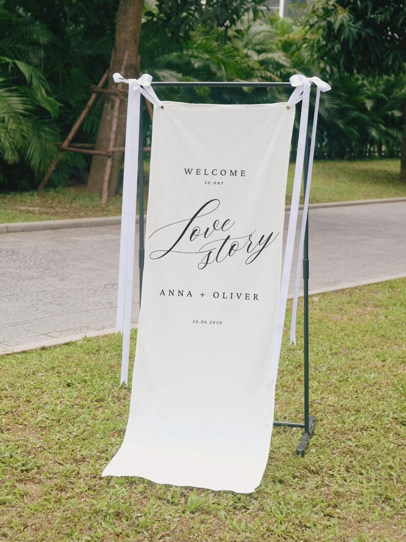 Fabric Wedding Welcome Sign, Personalised Wedding Welcome Sign, Fabric Sign, Custom Linen Wedding Signs, Boho Wedding, Wedding Welcome WS10