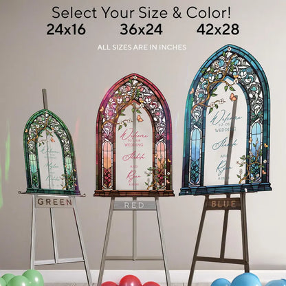 Wedding Welcome Sign, Custom Acrylic Wedding Sign, Printed Stained Glass Wedding Entrance Sign, Vintage Wedding Decorations