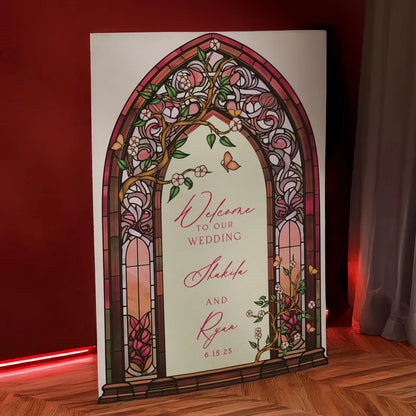 Wedding Welcome Sign, Custom Acrylic Wedding Sign, Printed Stained Glass Wedding Entrance Sign, Vintage Wedding Decorations