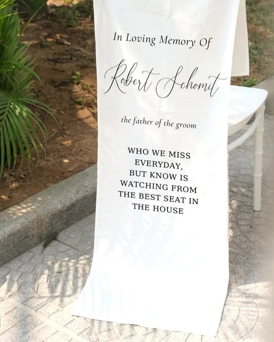 Custom Memorial Wedding Sign,Reserved Wedding Memorial Chair Sign,Personalized Fabric Sign,Wedding Chair Banner In Memory Of Loved Ones MS06