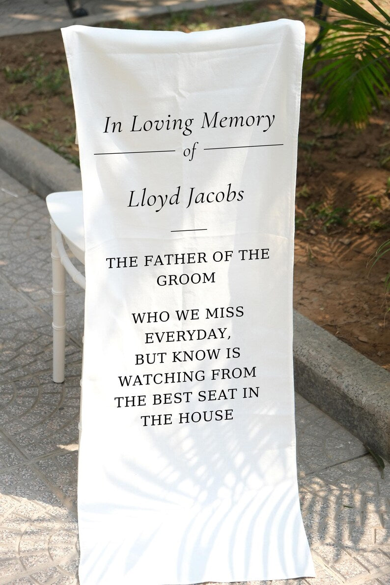 Wedding Memorial Sign, In Memory Chair Banner, Reserved Seat for Loved Ones, Custom Wedding Decoration MS05