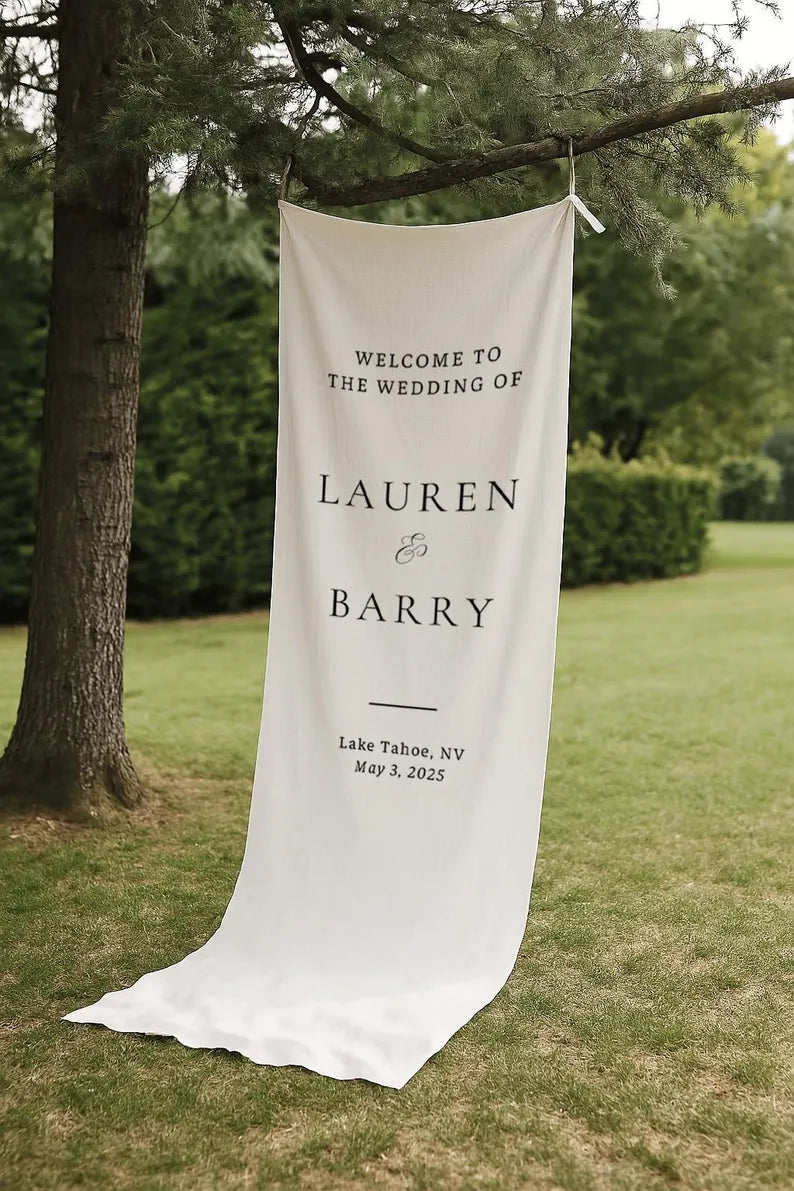 Wedding Welcome Sign With Stand, Linen Wedding Wign With Stand, Wedding Linen Welcome Sign, Custom Linen Wedding Signs, Boho Wedding WS04