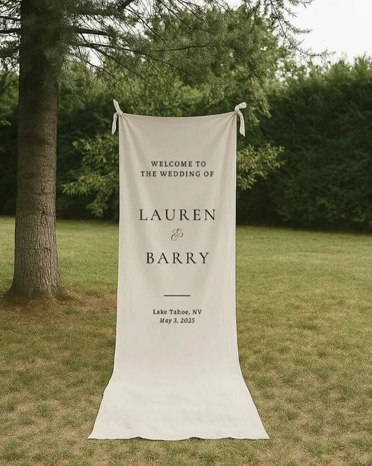Wedding Welcome Sign With Stand, Linen Wedding Wign With Stand, Wedding Linen Welcome Sign, Custom Linen Wedding Signs, Boho Wedding WS04